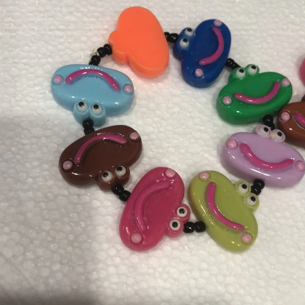 Colorful Smiley Frog Face Bead Bracelet bundle of 2